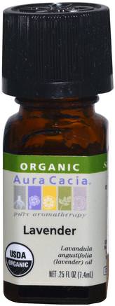 Organic Lavender.25 fl oz (7.4 ml) by Aura Cacia-Bad, Skönhet, Aromterapi Eteriska Oljor, Lavendel Olja