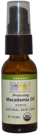 Organic Natural Skin Care, Macadamia Oil, 1 fl oz (30 ml) by Aura Cacia-Hälsa, Hud, Massageolja
