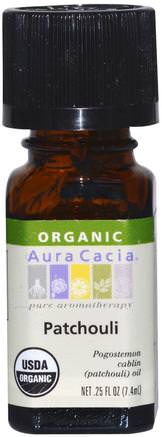 Organic Patchouli.25 fl oz (7.4 ml) by Aura Cacia-Bad, Skönhet, Aromterapi Eteriska Oljor, Patchouli Olja