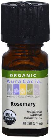Organic Rosemary.25 fl oz (7.4 ml) by Aura Cacia-Bad, Skönhet, Aromaterapi Eteriska Oljor, Rosmarinolja