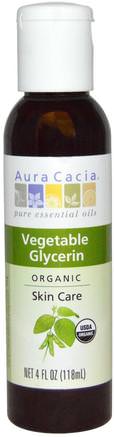 Organic Skin Care, Vegetable Glycerin, 4 fl oz (118 ml) by Aura Cacia-Skönhet, Ansiktsvård, Glycerin Vegetabilisk