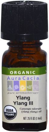 Organic Ylang Ylang III, 0.25 fl oz (7.4 ml) by Aura Cacia-Bad, Skönhet, Aromaterapi Eteriska Oljor, Ylang Ylang Olja