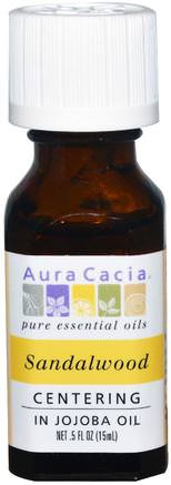 Pure Essential Oils, Sandalwood.5 fl oz (15 ml) by Aura Cacia-Bad, Skönhet, Aromterapi Eteriska Oljor, Sandelträolja