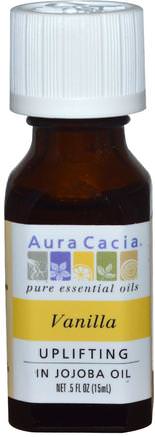 Pure Essential Oils, Vanilla.5 fl oz (15 ml) by Aura Cacia-Bad, Skönhet, Aromaterapi Eteriska Oljor