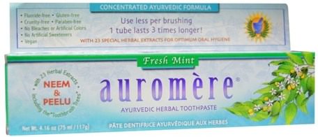 Ayurvedic Herbal Toothpaste, Fresh Mint, 4.16 oz (117 g) by Auromere-Bad, Skönhet, Tandkräm, Oral Tandvård, Tandblekning