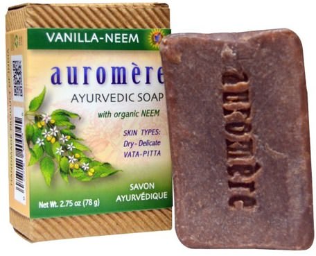 Ayurvedic Soap, Vanilla-Neem, 2.75 oz (78 g) by Auromere-Bad, Skönhet, Tvål