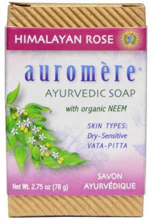 Ayurvedic Soap, With Organic Neem, Himalayan Rose, 2.75 oz (78 g) by Auromere-Bad, Skönhet, Tvål
