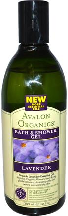 Bath & Shower Gel, Lavender, 12 fl oz (355 ml) by Avalon Organics-Bad, Skönhet, Duschgel