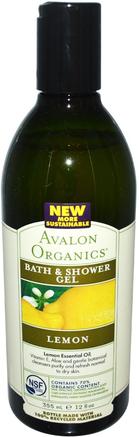Bath & Shower Gel, Lemon, 12 fl oz (355 ml) by Avalon Organics-Bad, Skönhet, Duschgel