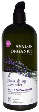 Bath & Shower Gel, Nourishing Lavender, 32 fl oz (946 ml) by Avalon Organics-Sverige