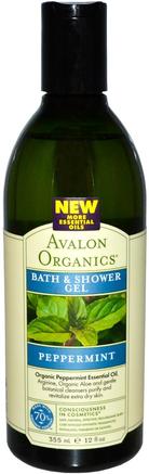 Bath & Shower Gel, Peppermint, 12 fl oz (355 ml) by Avalon Organics-Bad, Skönhet, Duschgel