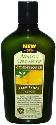 Conditioner, Clarifying, Lemon, 11 fl oz (325 ml) by Avalon Organics-Bad, Skönhet, Sheasmör, Balsam