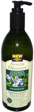 Glycerin Hand Soap, Rosemary, 12 fl oz (355 ml) by Avalon Organics-Bad, Skönhet, Tvål