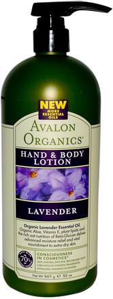 Hand & Body Lotion, Lavender, 32 oz (907 g) by Avalon Organics-Bad, Skönhet, Body Lotion