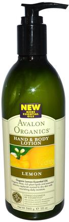 Hand & Body Lotion, Lemon, 12 oz (340 ml) by Avalon Organics-Bad, Skönhet, Body Lotion
