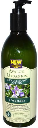 Hand & Body Lotion, Rosemary, 12 oz (340 ml) by Avalon Organics-Bad, Skönhet, Body Lotion