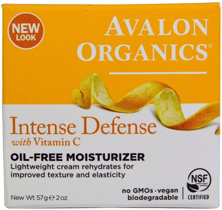 Intense Defense, With Vitamin C, Oil-Free Moisturizer, 2 oz (57 g) by Avalon Organics-Skönhet, Ansiktsvård, Krämer Lotioner, Serum