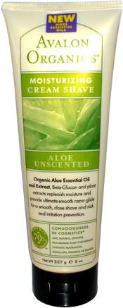Moisturizing Cream Shave, Aloe Unscented, 8 oz (227 ml) by Avalon Organics-Bad, Skönhet, Barberkräm