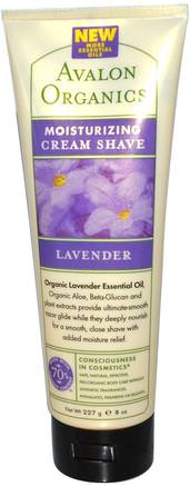 Moisturizing Cream Shave, Lavender, 8 oz (227 g) by Avalon Organics-Bad, Skönhet, Barberkräm