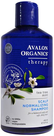 Scalp Normalizing Shampoo, Tea Tree Mint Therapy, 14 fl oz (414 ml) by Avalon Organics-Sverige