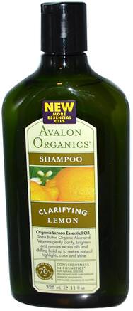 Shampoo, Clarifying, Lemon, 11 fl oz (325 ml) by Avalon Organics-Bad, Skönhet, Sheasmör, Schampo