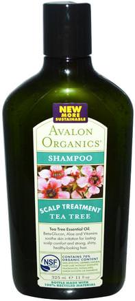 Shampoo, Scalp Treatment, Tea Tree, 11 fl oz (325 ml) by Avalon Organics-Bad, Skönhet, Schampo, Hår, Hårbotten Behandlingar