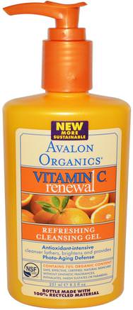 Vitamin C Renewal, Refreshing Cleansing Gel, 8.5 fl oz (251 ml) by Avalon Organics-Skönhet, Ansiktsvård, Ansiktsrengöring, Ansiktsvård
