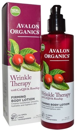 Wrinkle Therapy, With CoQ10 & Rosehip, Firming Body Lotion, 8 oz (227 g) by Avalon Organics-Skönhet, Ansiktsvård, Krämer Lotioner, Serum, Coq10 Hud