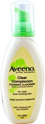 Active Naturals, Clear Complexion Foaming Cleanser, 6 fl oz (180 ml) by Aveeno-Skönhet, Salicylsyra, Ansiktsvård