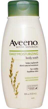 Active Naturals, Daily Moisturizing Body Wash, 18 fl oz (532 ml) by Aveeno-Kropp, Dagligen Fuktgivande