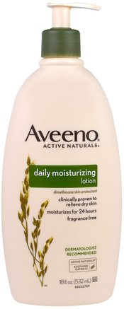 Active Naturals, Daily Moisturizing Lotion, Fragrance Free, 18 fl oz (532 ml) by Aveeno-Kropp, Dagligen Fuktgivande