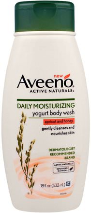 Active Naturals, Daily Moisturizing Yogurt Body Wash, Apricot and Honey, 18 fl oz (532 ml) by Aveeno-Bad, Skönhet, Duschgel