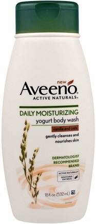 Active Naturals, Daily Moisturizing Yogurt Body Wash, Vanilla and Oats, 18 fl oz (532 ml) by Aveeno-Bad, Skönhet, Duschgel