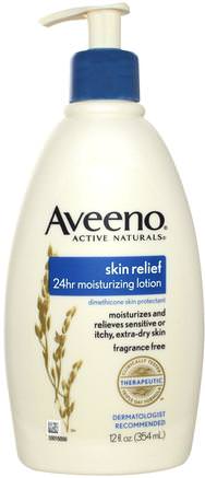 Active Naturals, Skin Relief 24hr Moisturizing Lotion, Fragrance Free, 12 fl oz (354 ml) by Aveeno-Kropp, Hudavlastning
