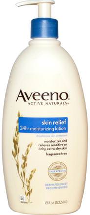 Active Naturals, Skin Relief 24hr Moisturizing Lotion, Fragrance-Free, 18 fl oz (532 ml) by Aveeno-Hudavlastning, Bad, Skönhet, Kroppslotion