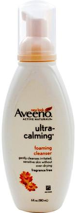 Active Naturals, Ultra-Calming, Foaming Cleanser, Fragrance Free, 6 fl oz (180 ml) by Aveeno-Skönhet, Ansiktsvård, Ansiktsrengöring