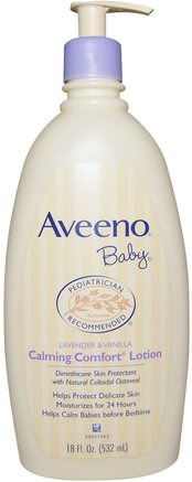 Baby, Calming Comfort Lotion, Lavender & Vanilla, 18 fl oz (532 ml) by Aveeno-Bad, Skönhet, Body Lotion, Baby Lotion