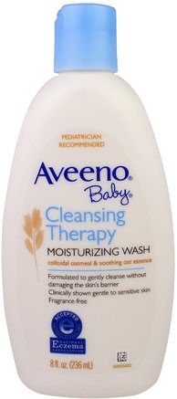 Baby, Cleansing Therapy Moisturizing Wash, Fragrance Free, 8 fl oz (236 ml) by Aveeno-Bad, Skönhet, Duschgel, Barn Kroppsvask, Barn Duschgel