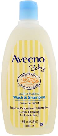 Baby, Wash & Shampoo, Lightly Scented, 18 fl oz (532 ml) by Aveeno-Bad, Skönhet, Schampo, Barnschampo, Duschgel, Barn Kroppsvask, Barn Duschgel
