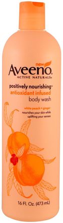 Positively Nourishing Antioxidant Infused Body Wash, White Peach + Ginger, 16 fl oz (473 ml) by Aveeno-Kropp, Dagligen Fuktgivande