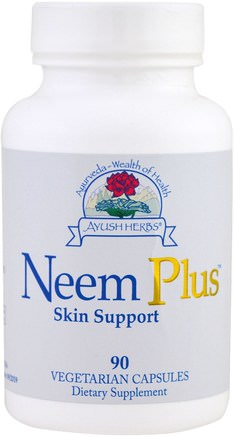 90 Veggie Caps by Ayush Herbs Neem Plus Skin Support-Hälsa, Kvinnor