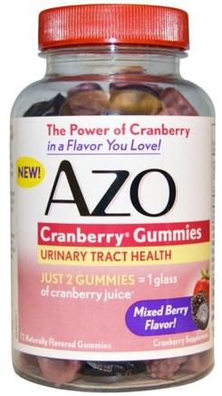 Cranberry Gummies, Mixed Berry Flavor, 72 Gummies by Azo-Örter, Tranbär, Hälsa, Urinhälsa