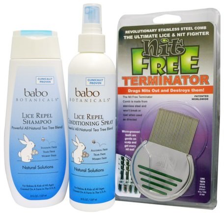 Lice Prevention Essentials Gift Set, 2 Pieces Plus Nit by Babo Botanicals-Bad, Skönhet, Schampo, Barnschampo, Balsam, Barnbalsam