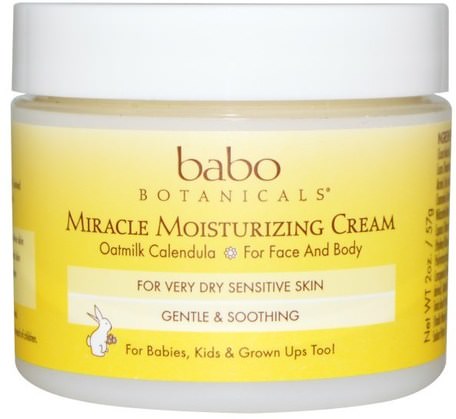 Miracle Moisturizing Cream, Oatmilk Calendula, 2 oz (57 g) by Babo Botanicals-Bad, Skönhet, Body Lotion, Baby Lotion, Barns Hälsa, Diapering, Blöjor Krämer
