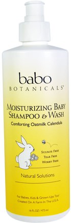 Moisturizing Baby Shampoo & Wash, Oatmilk Calendula, 16 fl oz (473 ml) by Babo Botanicals-Bad, Skönhet, Schampo, Barnschampo, Duschgel, Barn Kroppsvask, Barn Duschgel
