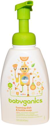 Foaming Dish & Bottle Soap, Citrus, 16 fl oz (473 ml) by BabyGanics-Hem, Diskmedel, Diskmedel, Barnhälsa, Barnmat