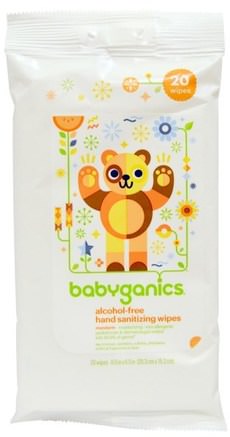 Hand Sanitizing Wipes, Alcohol Free, Mandarin, 20 Wipes by BabyGanics-Bad, Skönhet, Handtvättmedel