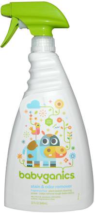 Stain & Odor Remover, Fragrance Free, 32 fl oz (946 ml) by BabyGanics-Barnens Hälsa, Barn Och Barntvätt, Tvättbehandling