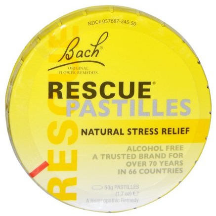 Original Flower Remedies, Rescue Pastilles, Natural Stress Relief, 1.7 oz (50 g) by Bach-Kosttillskott, Homeopati, Bach Ursprungliga Blomma Essenser Räddning