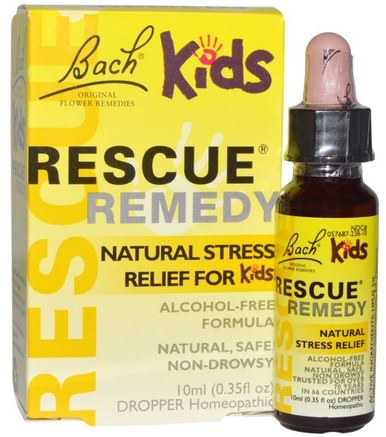 Original Flower Remedies, Rescue Remedy, Natural Stress Relief for Kids, 0.35 fl oz (10 ml) by Bach-Barns Hälsa, Kosttillskott Barn, Bach Ursprungliga Blomma Essenser Räddning